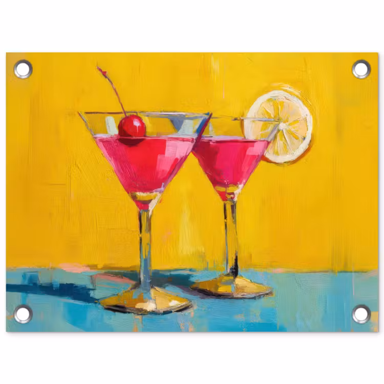Tuinposter - Glazen - Cocktail - Citroen - Kers — 1