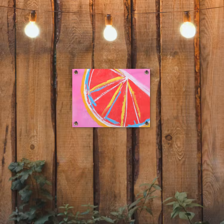 Tuinposter - Grapefruit - Geschilderd - Roze - Strepen — 2