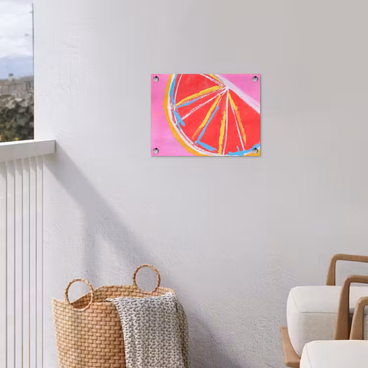 Tuinposter - Grapefruit - Geschilderd - Roze - Strepen — 3