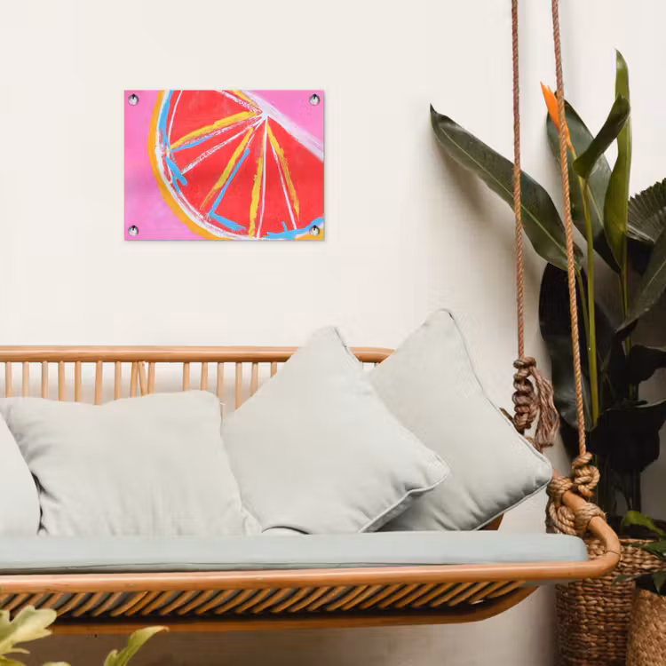 Tuinposter - Grapefruit - Geschilderd - Roze - Strepen — 5