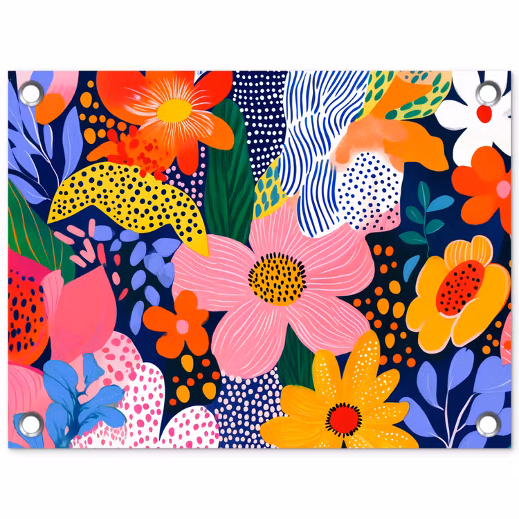 Tuinposter - Kleurrijk - Bloemen - Abstract - Stippen — 1