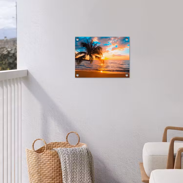 Tuinposter - Palm - Zonsondergang - Horizon - Strand - Zee - Tropisch — 3
