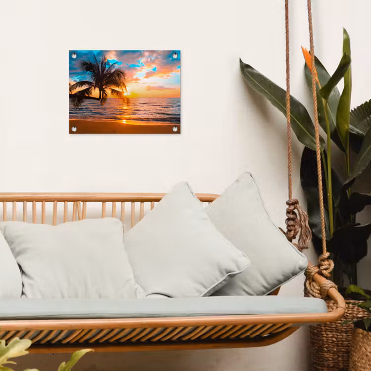 Tuinposter - Palm - Zonsondergang - Horizon - Strand - Zee - Tropisch — 5