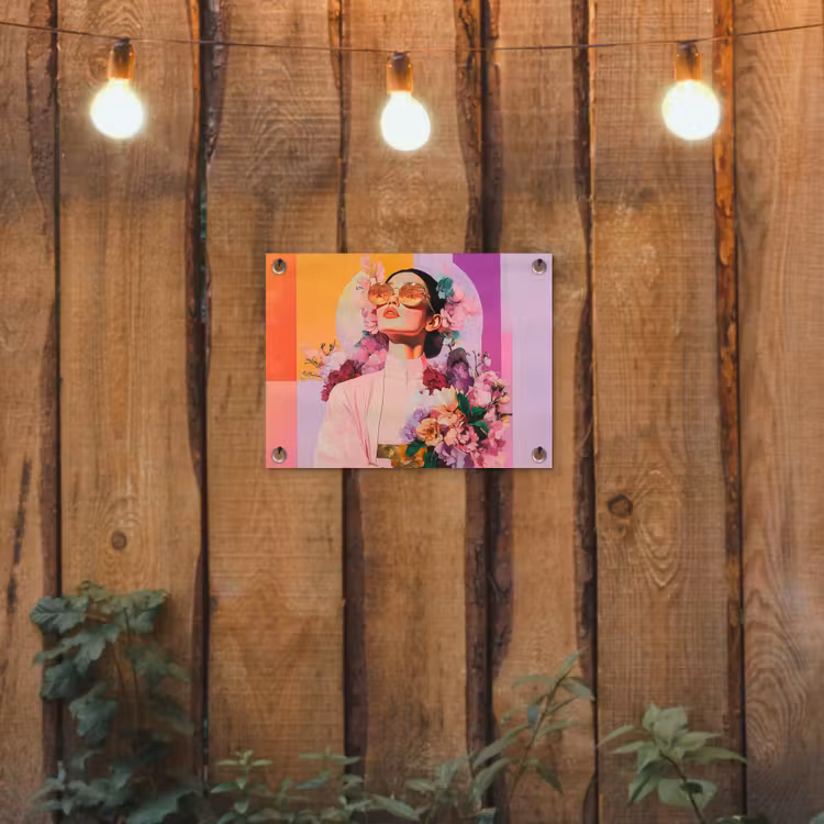 Tuinposter - Portret - Vrouw - Abstract - Bloemen — 2