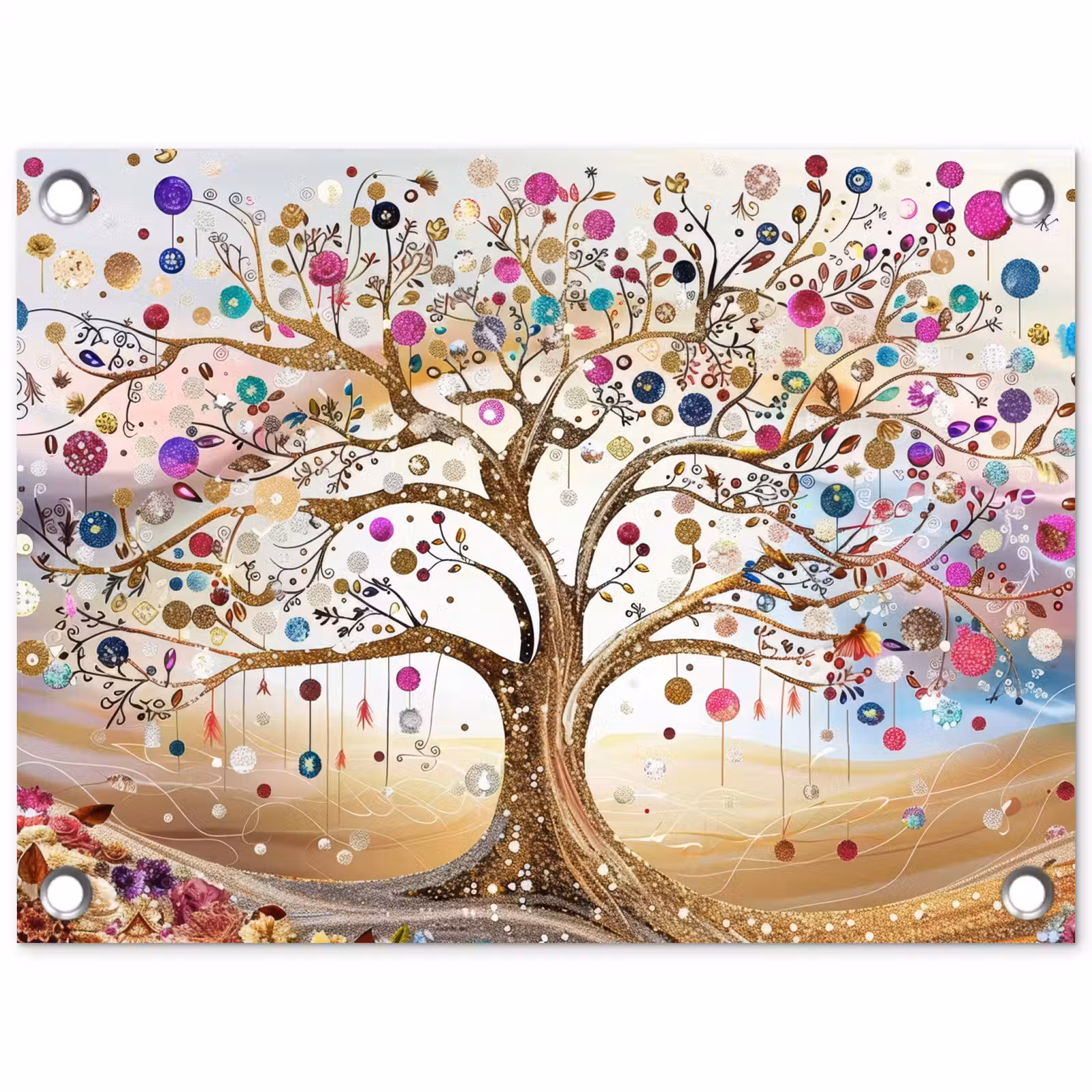 Tuinposter - Levensboom - Goud - Kleurrijk - Abstract - Aesthetic — 1