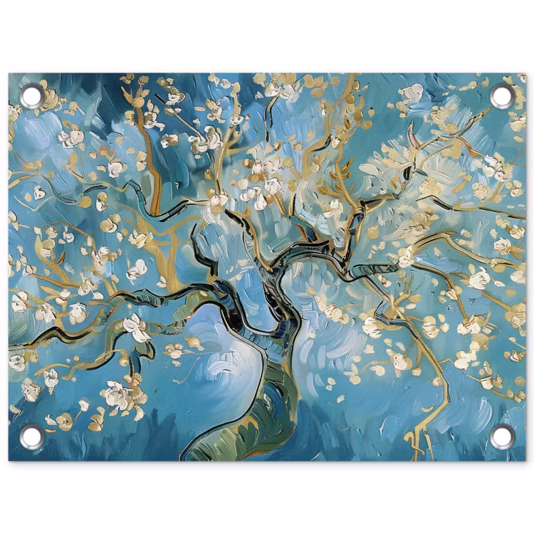 Tuinposter - Amandelbloesem boom - Blauw - Abstract — 1