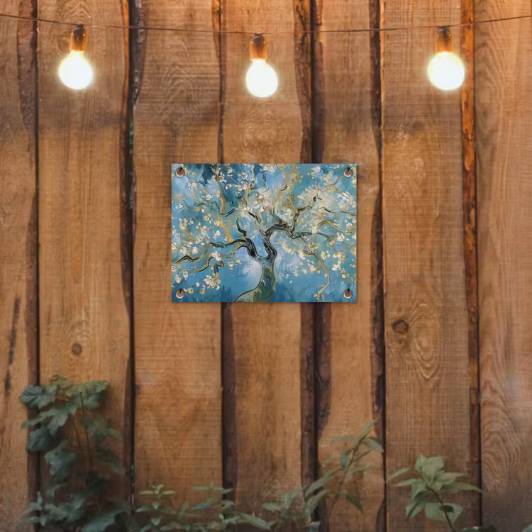 Tuinposter - Amandelbloesem boom - Blauw - Abstract — 2