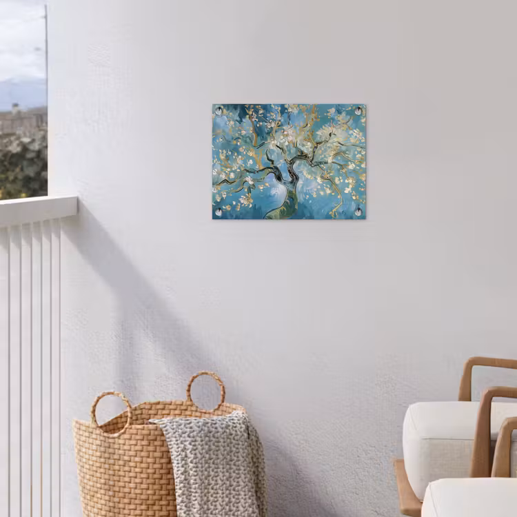 Tuinposter - Amandelbloesem boom - Blauw - Abstract — 3