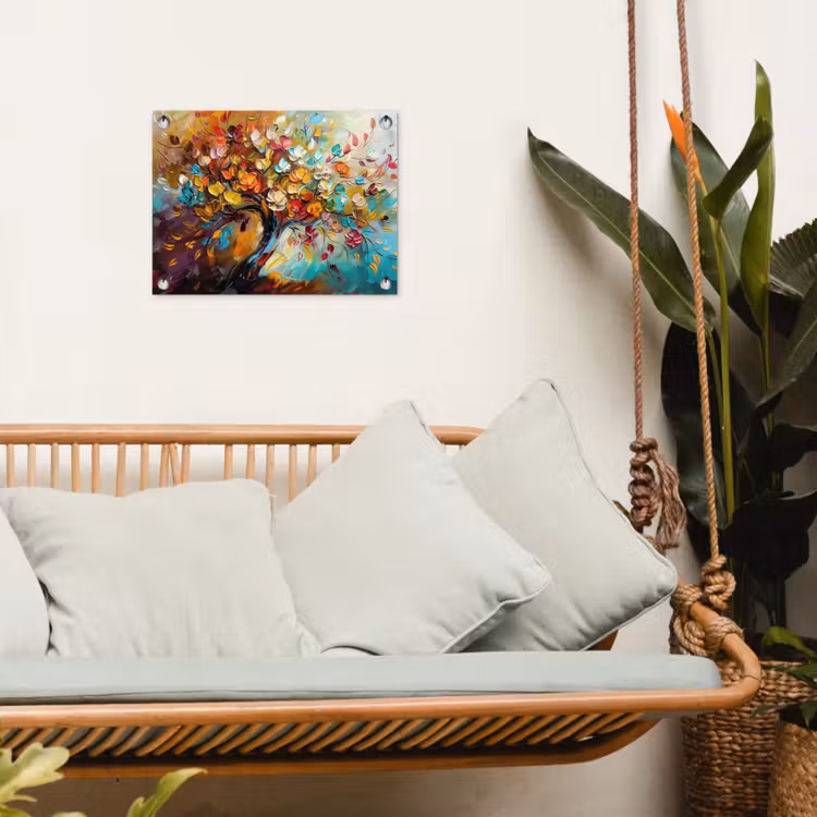 Tuinposter - Boom - Abstract - Kleurrijk - Bloemen — 5