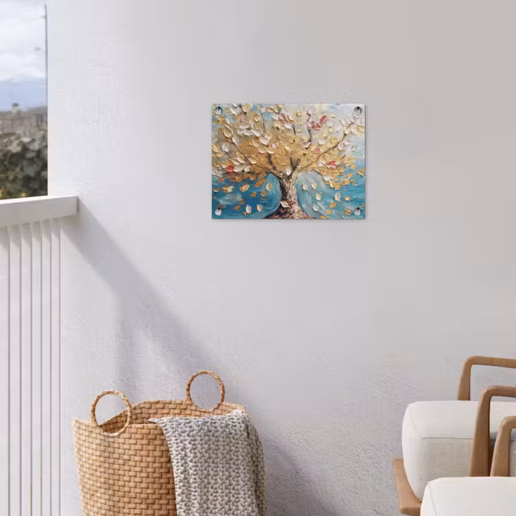 Tuinposter - Boom - Blauw - Goud - Abstract - Modern — 3