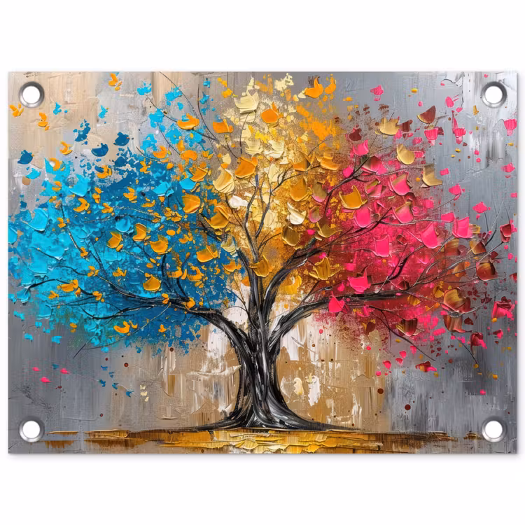 Tuinposter - Boom - Kleurrijk - Grijs - Modern — 1