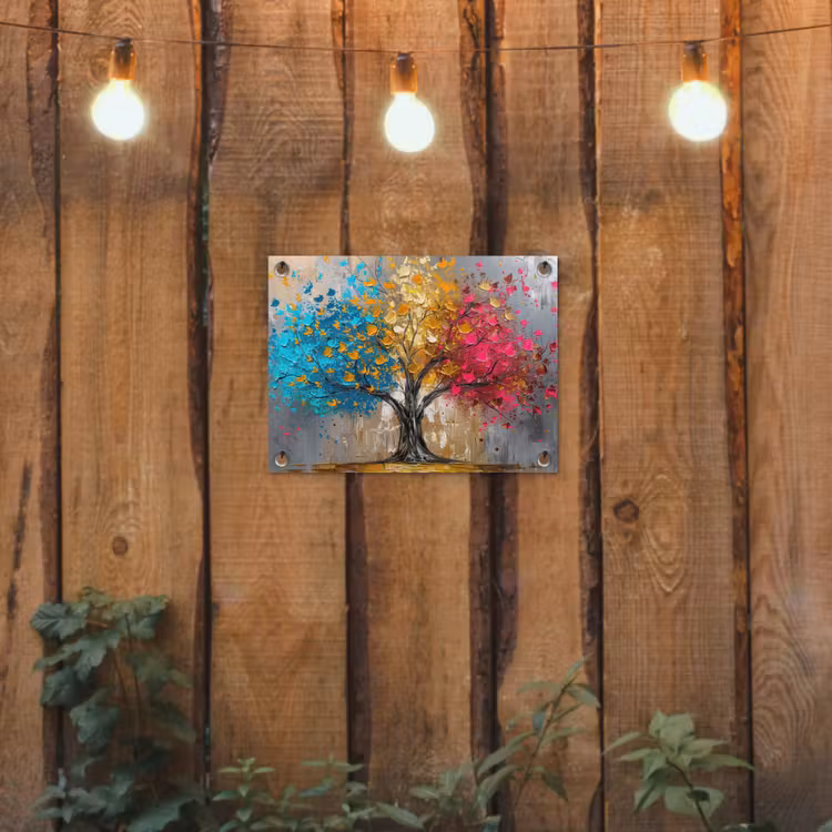 Tuinposter - Boom - Kleurrijk - Grijs - Modern — 2