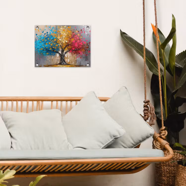 Tuinposter - Boom - Kleurrijk - Grijs - Modern — 5