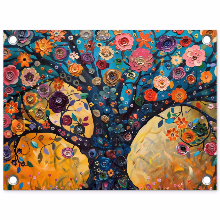 Tuinposter - Boom - Levensboom - Kleurrijk - Bloemen - Modern — 1