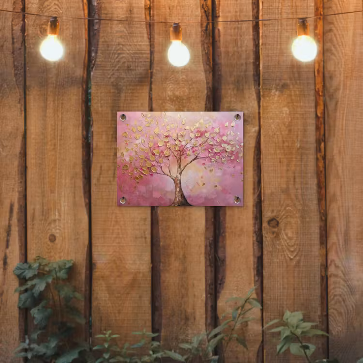 Tuinposter - Boom - Roze - Goud - Modern — 2