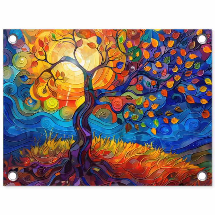 Tuinposter - Boom - Zon - Verflook - Kleuren - Abstract — 1