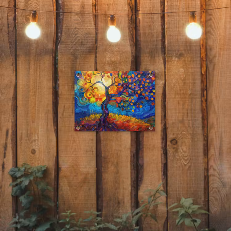 Tuinposter - Boom - Zon - Verflook - Kleuren - Abstract — 2