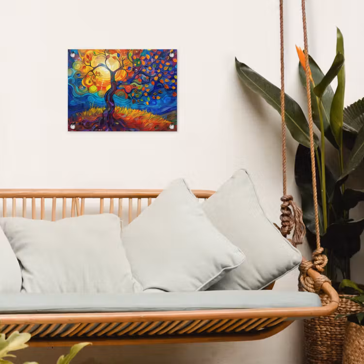 Tuinposter - Boom - Zon - Verflook - Kleuren - Abstract — 5