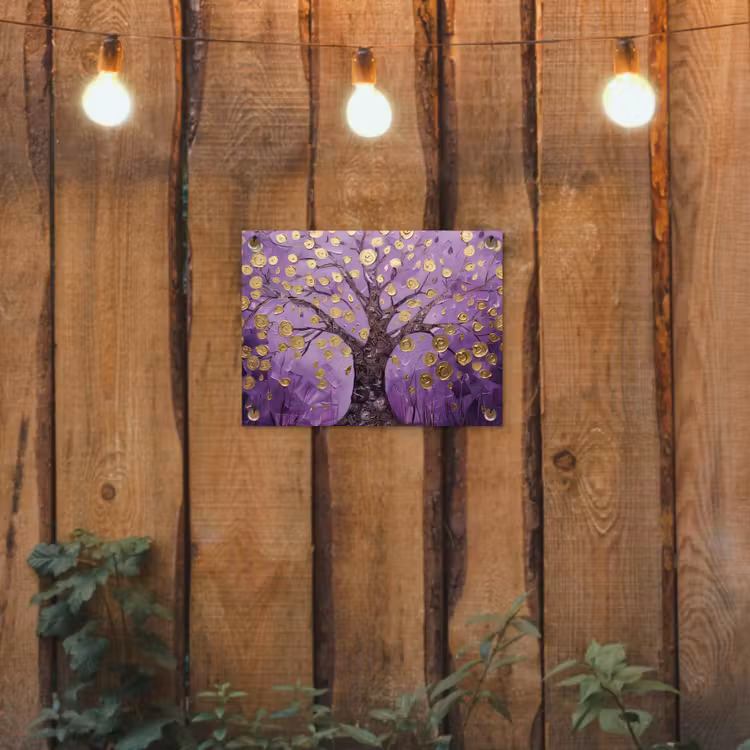 Tuinposter - Levensboom - Boom - Paars - Goud - Modern — 2