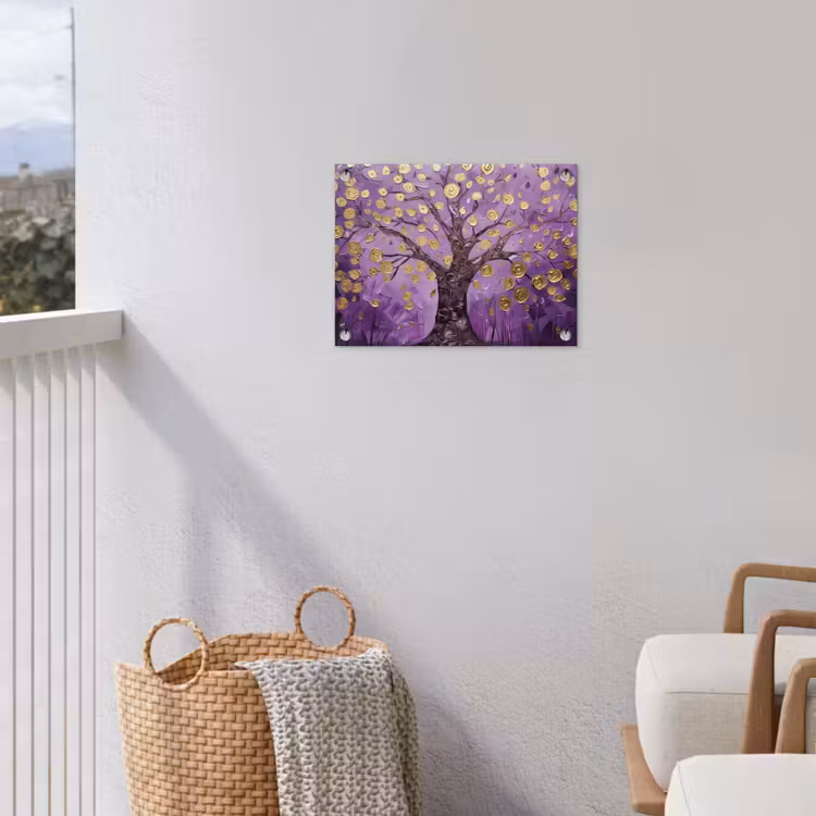 Tuinposter - Levensboom - Boom - Paars - Goud - Modern — 3