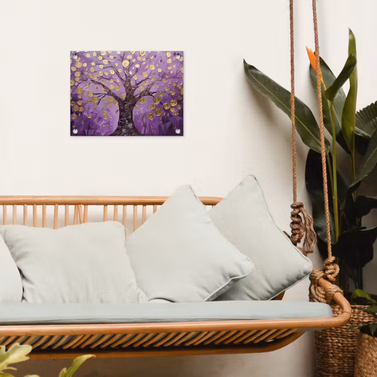 Tuinposter - Levensboom - Boom - Paars - Goud - Modern — 5