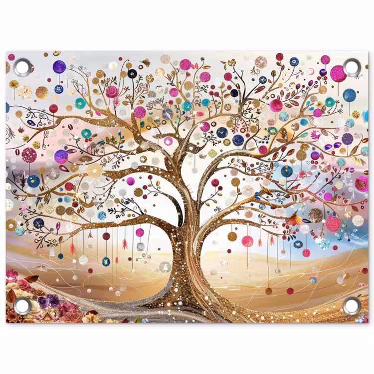 Tuinposter - Levensboom - Goud - Kleurrijk - Abstract - Aesthetic — 1