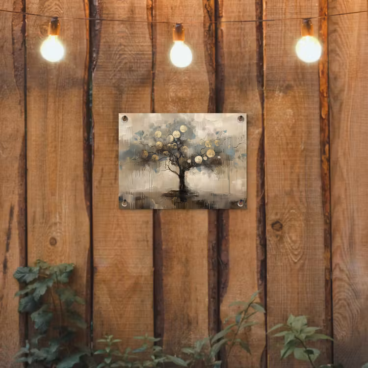Tuinposter - Beige - Abstract - Boom - Goud — 2