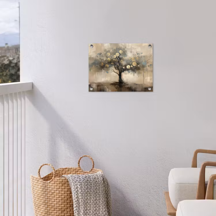 Tuinposter - Beige - Abstract - Boom - Goud — 3