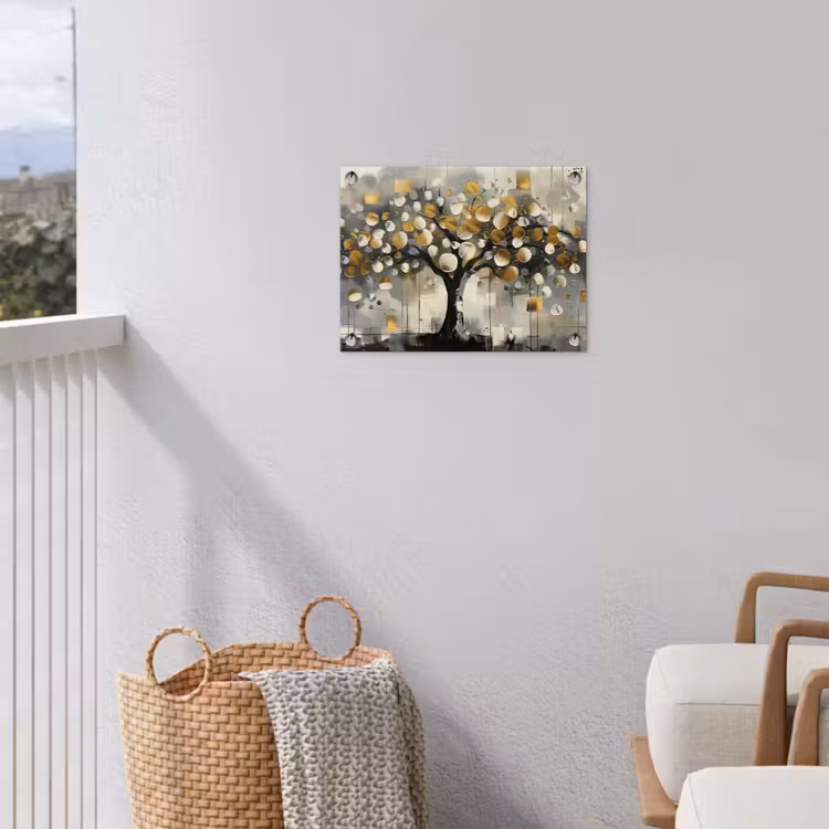 Tuinposter - Boom - Abstract - Beige - Goud - Zwart — 3
