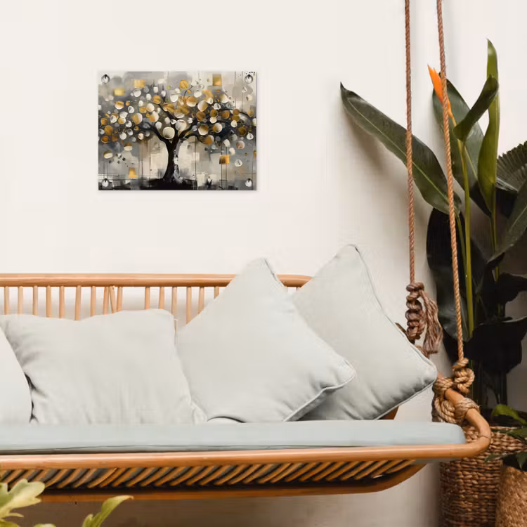 Tuinposter - Boom - Abstract - Beige - Goud - Zwart — 5