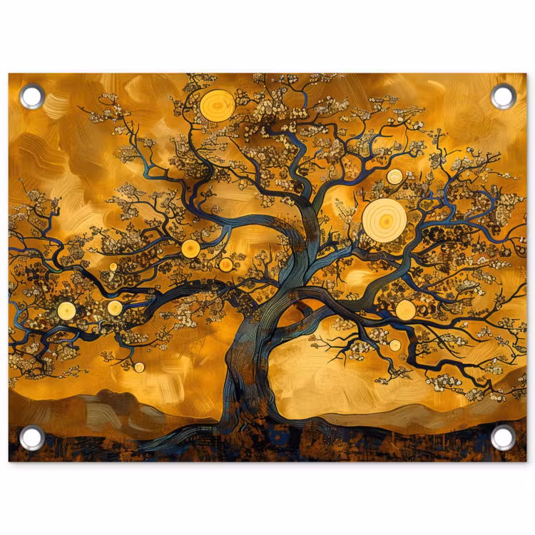 Tuinposter - Boom - Levensboom - Abstract - Goud — 1