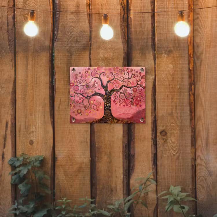 Tuinposter - Boom - Levensboom - Roze - Goud — 2
