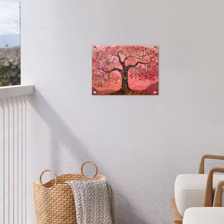 Tuinposter - Boom - Levensboom - Roze - Goud — 3