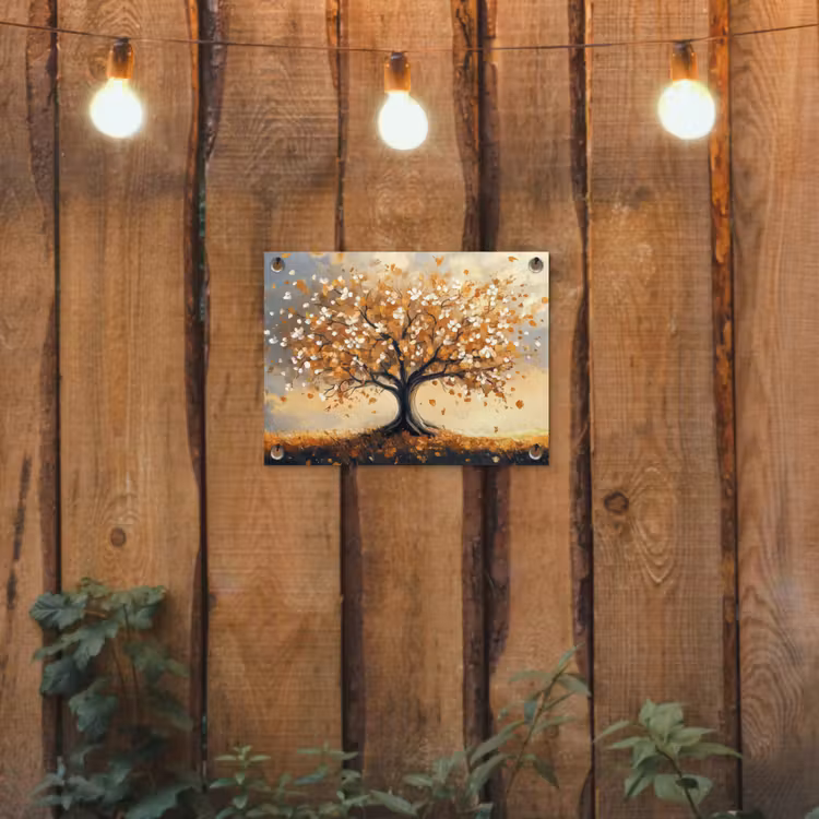 Tuinposter - Herfst - Boom - Oranje - Bladeren - Levensboom - Abstract — 2