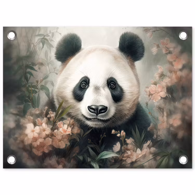 Tuinposter - Panda - Dieren - Bloemen - Planten — 1