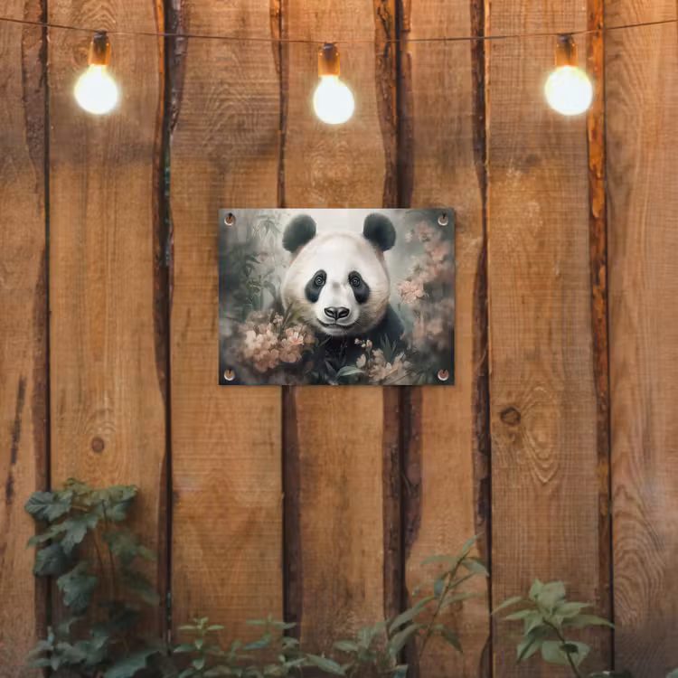Tuinposter - Panda - Dieren - Bloemen - Planten — 2
