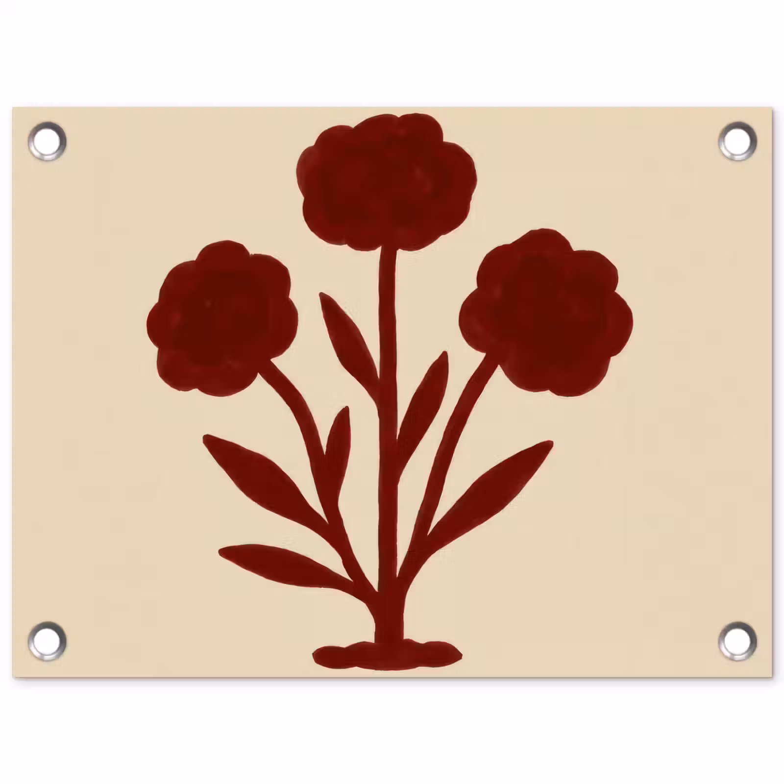 Tuinposter - Bloemen - Bladeren - Rood - Minimalistisch — 1