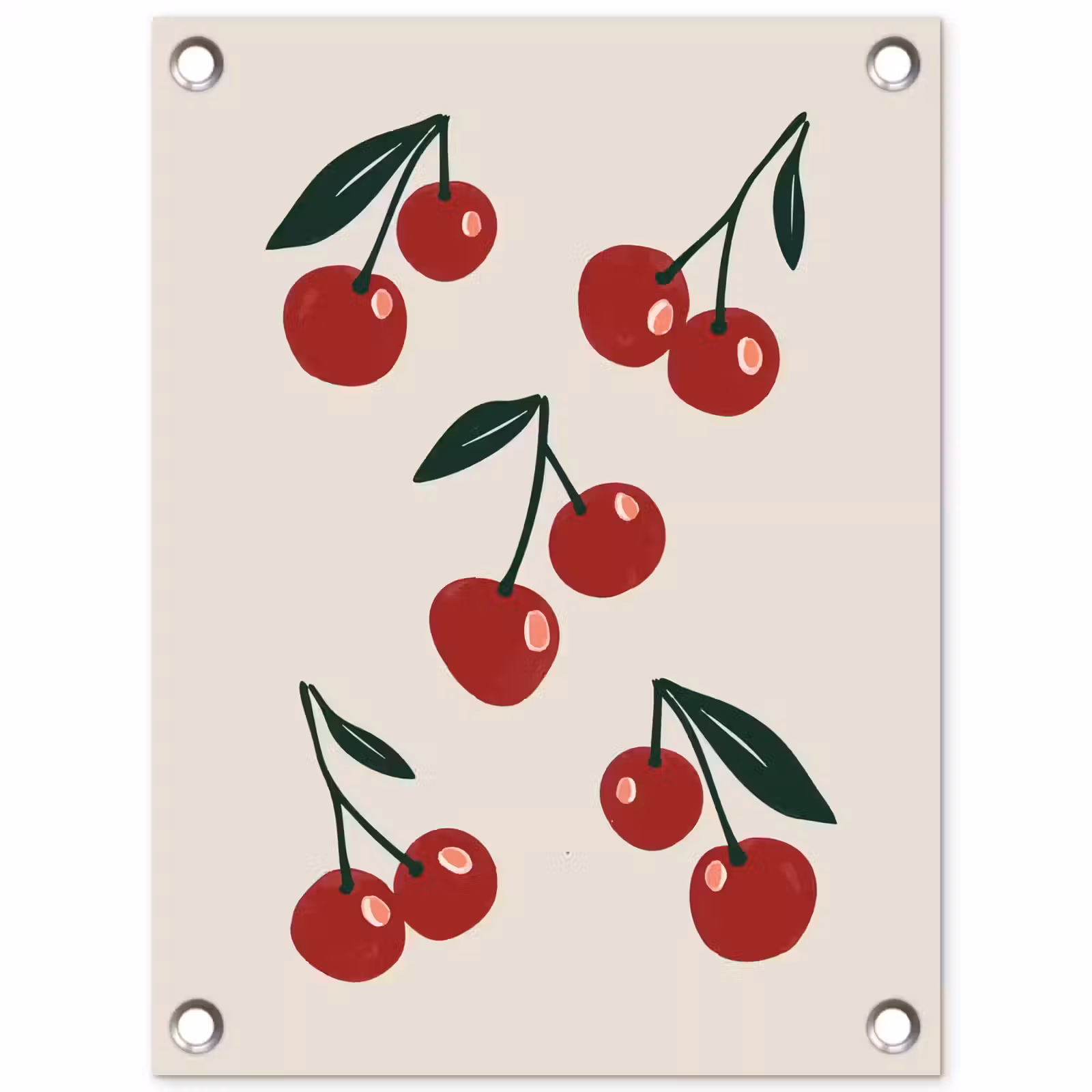 Tuinposter - Kersen - Blaadjes - Rood — 1