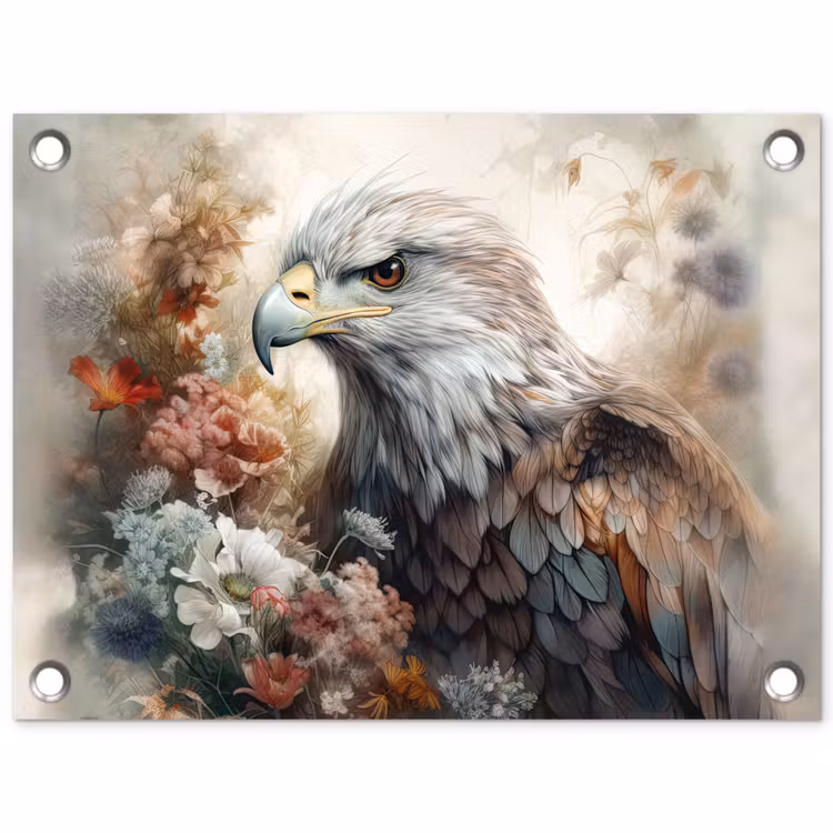 Tuinposter - Arend - Adelaar - Vogel - Bloemen - Natuur — 1