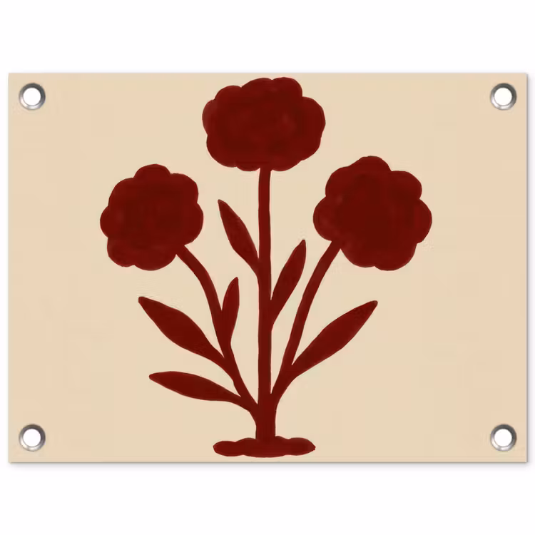 Tuinposter - Bloemen - Bladeren - Rood - Minimalistisch — 1