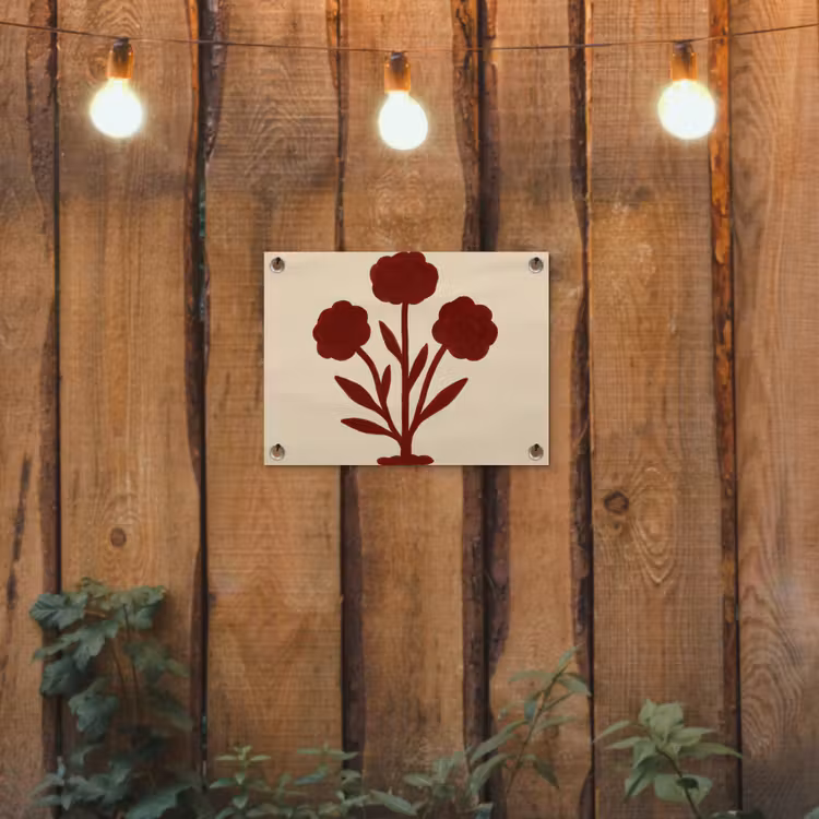 Tuinposter - Bloemen - Bladeren - Rood - Minimalistisch — 2