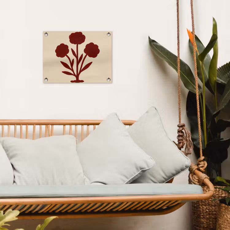 Tuinposter - Bloemen - Bladeren - Rood - Minimalistisch — 5