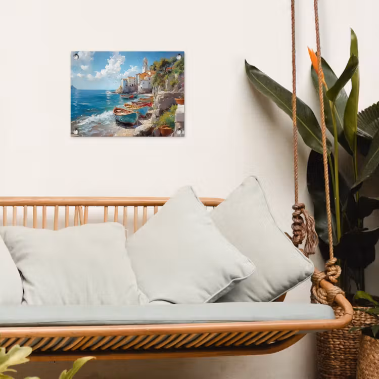 Tuinposter - Boten - Rotsen - Zee - Zon — 5