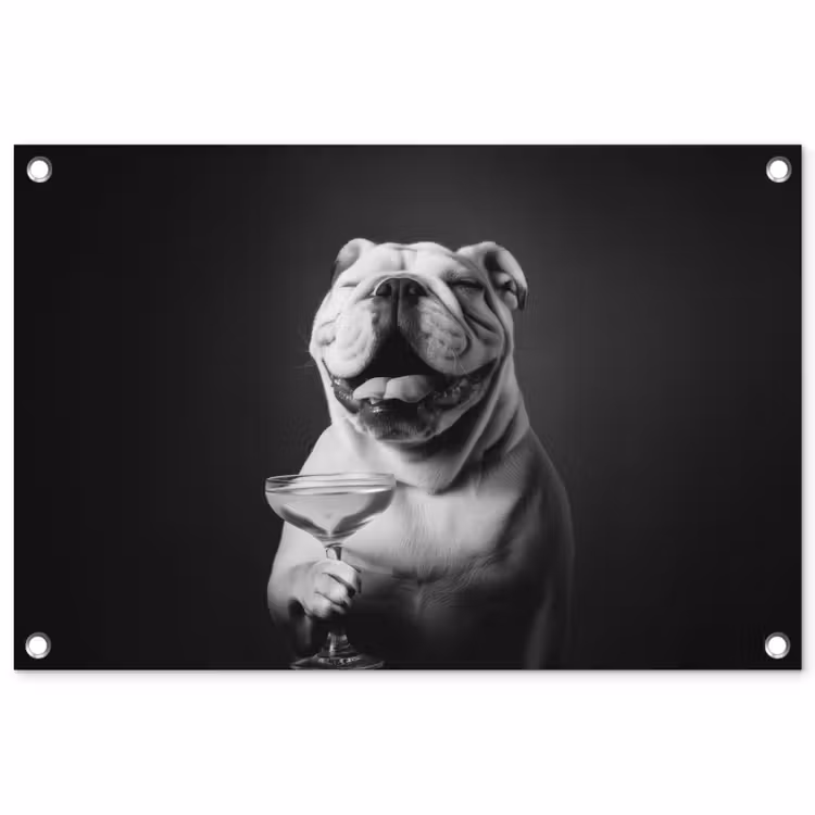 Tuinposter - Buldog - Hond - Glas — 1