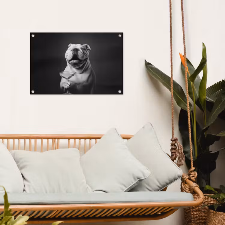 Tuinposter - Buldog - Hond - Glas — 5
