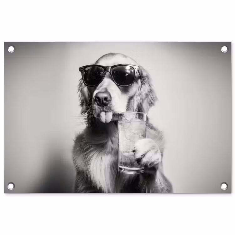 Tuinposter - Golden retriever - Hond - Zonnebril - Gkas — 1