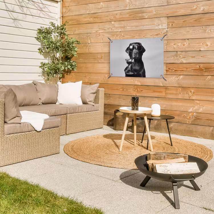 Tuinposter - Hond - Zwart - Wijnglas - Zonnebril — 4