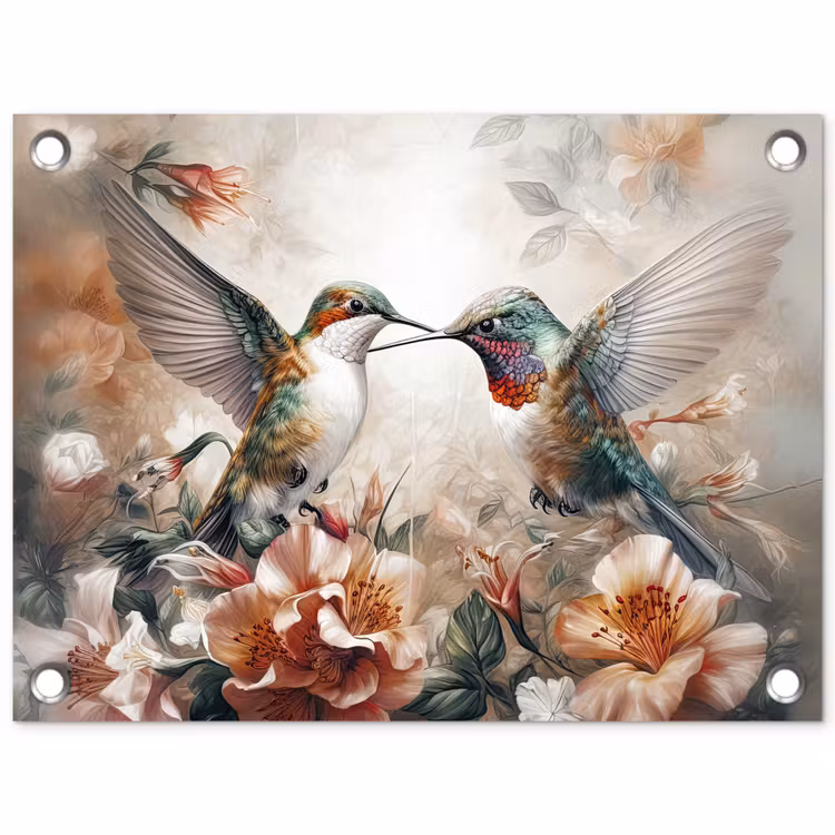 Tuinposter - Kolibrie - Vogels - Bloemen - Natuur — 1