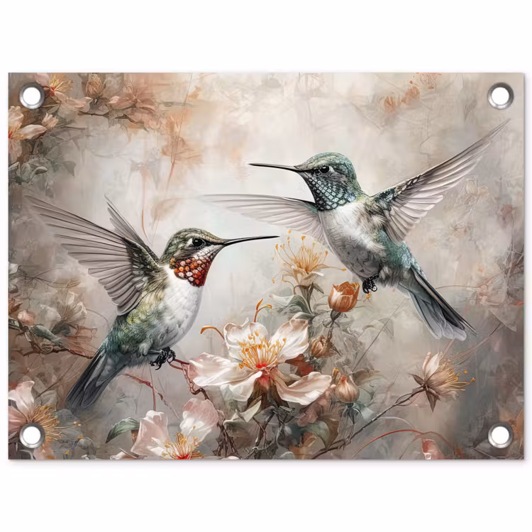 Tuinposter - Kolibrie - Vogels - Bloemen - Planten — 1