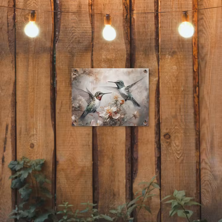 Tuinposter - Kolibrie - Vogels - Bloemen - Planten — 2